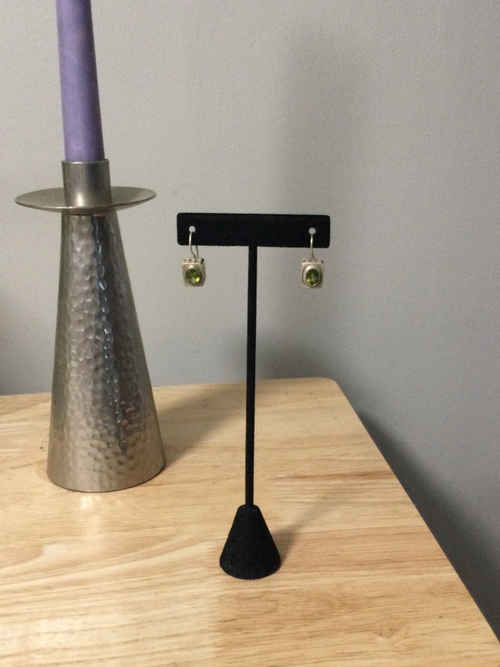 Sterling Silver Earrings with Peridot Stones